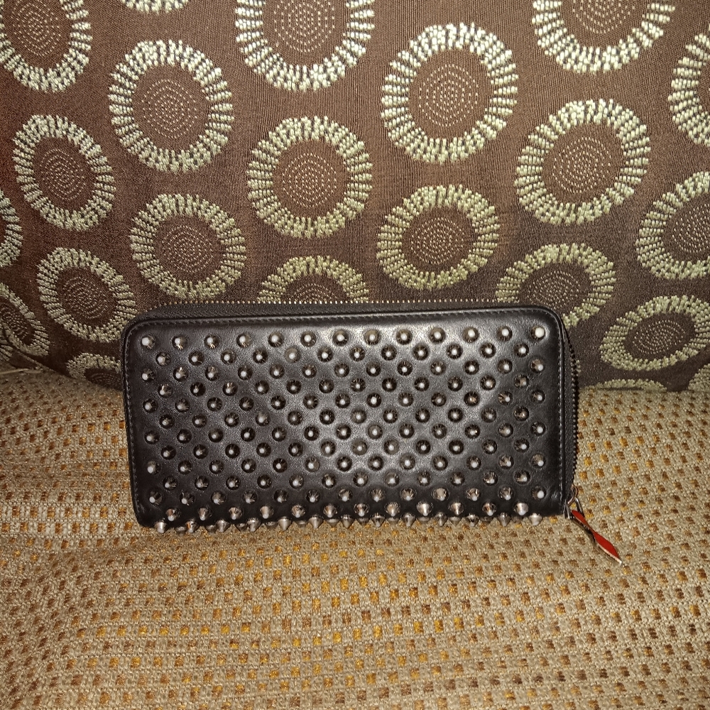 Christian Louboutin Leather Spiked Zippy Wallet